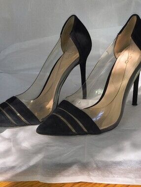 Aldo Black Pointed Toe Clear-Sided Stiletto Pumps